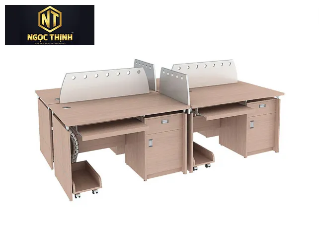 Bàn làm việc theo cụm, tổ cho nhân viên được gia công cẩn thận và sản xuất tại Nội Thất Ngọc Thịnh